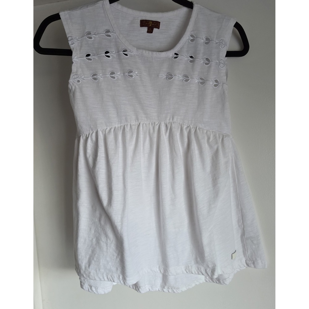 7 For All Mankind Tank Top Women L White Sleeveless Round Neck Solid Cami